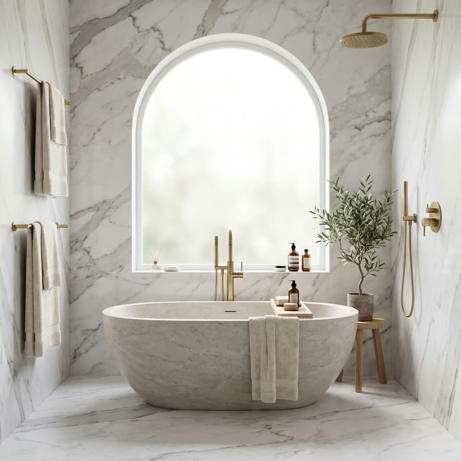 Concepto de contenido: baño tipo spa de lujo